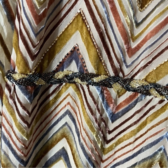 FREE PEOPLE *Ultra RARE* Beaded Velvet Chevron Long Sleeve Maxi Dress - Picture 6 of 14